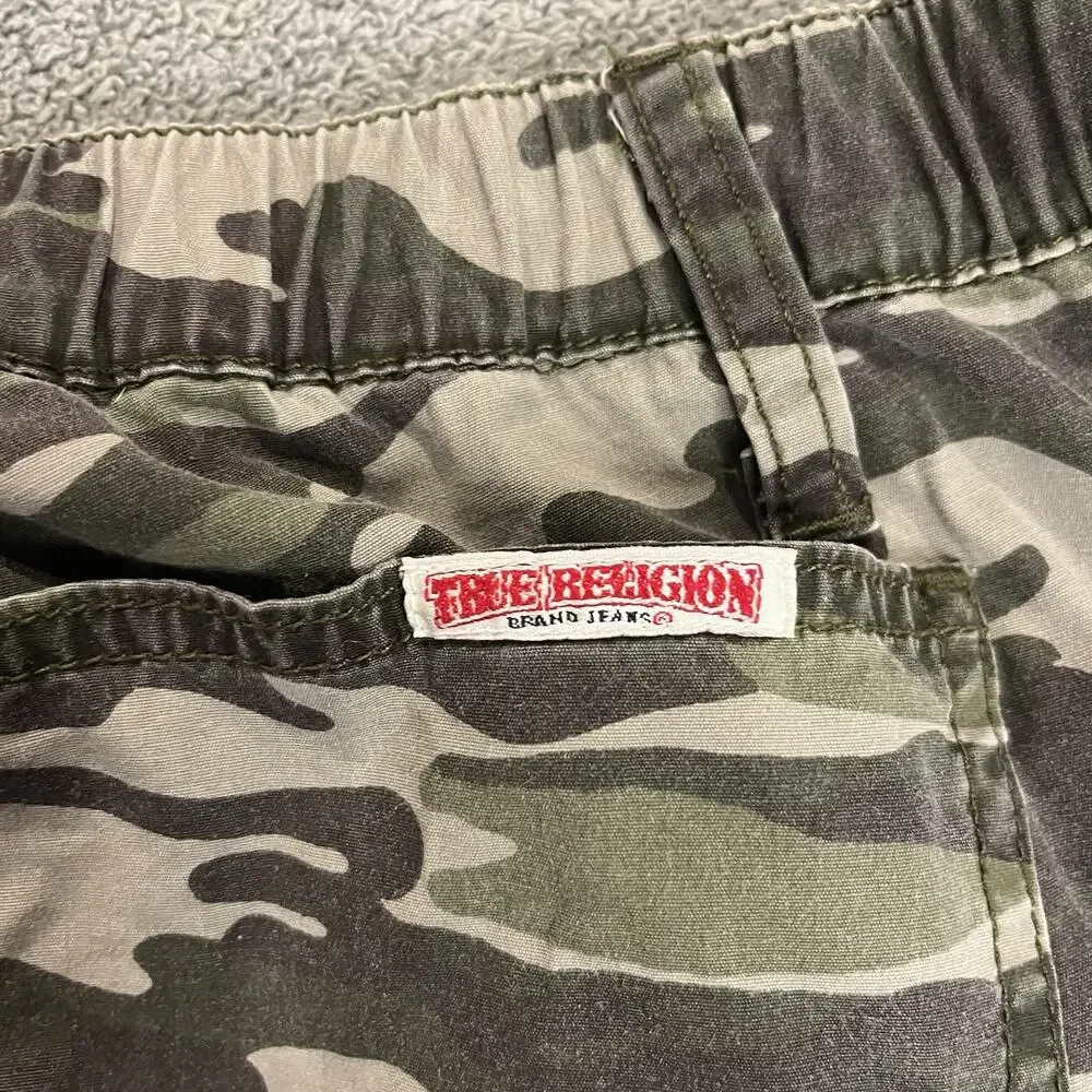 True Religion Camo Jogger Pants Men's Size L Drawstring Camouflage Sweats B342